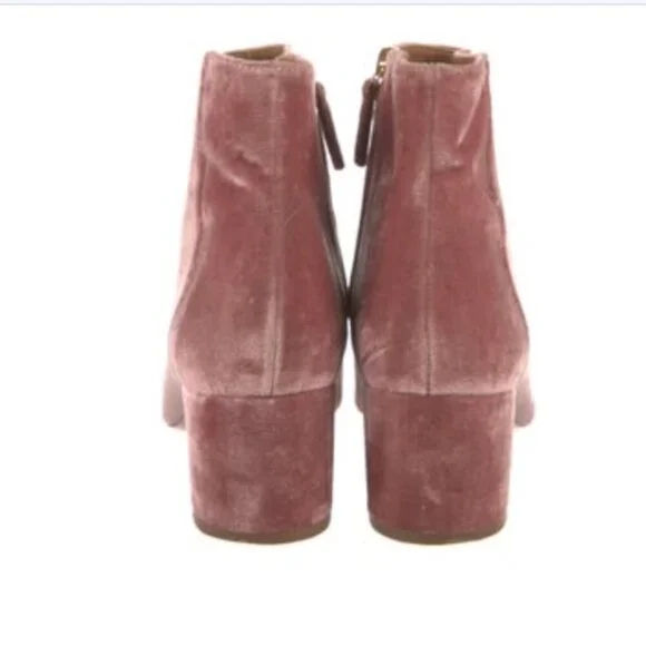 Aquazzura So Me Light Pink Velvet Ankle Boot Size 9 Bootie Heels 2 Inch Pastel - Picture 3 of 11